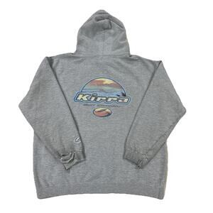 Vintage 90s Kirra Surf Hoodie Size XL Grey Logo Distressed Skate Grunge Thrashed